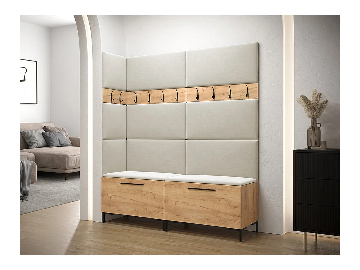 Set mobili da ingresso Hartford F104, 196x168x46cm, Craft quercia