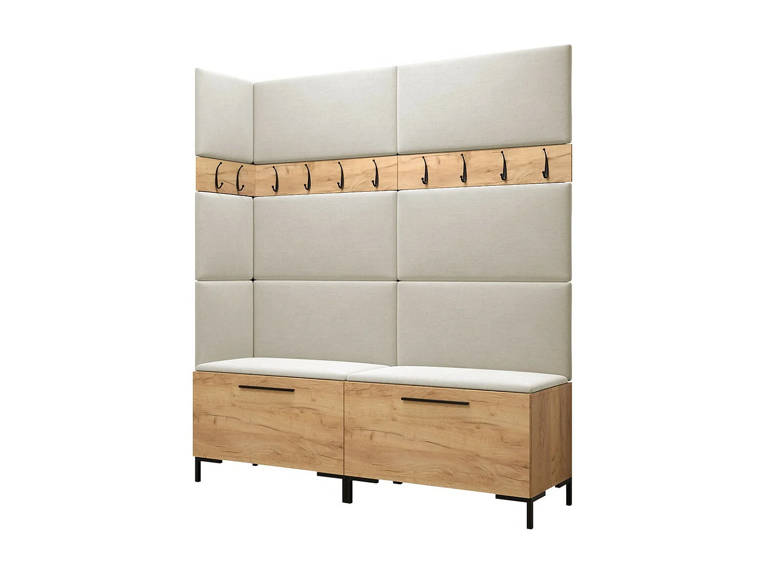 Conjunto pasillo Hartford F104, 196x168x46cm, Craft roble, Tapiz|Aglomerado laminado