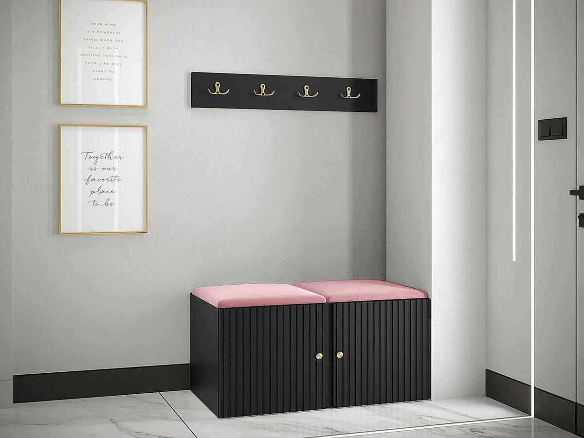 Conjunto pasillo Hartford 384, 84x44cm, Rosa|Negro, Tapiz|MDF|Aglomerado laminado