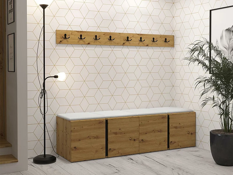 Conjunto pasillo Hartford 276, 168x46cm, Roble Artisan, Montada en la pared|Colocada