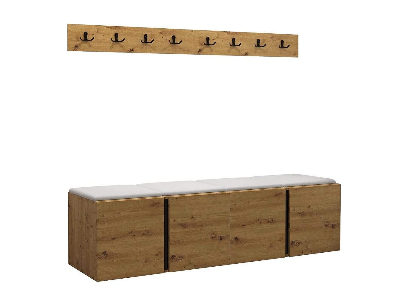 Conjunto pasillo Hartford 276, 168x46cm, Roble Artisan, Montada en la pared|Colocada