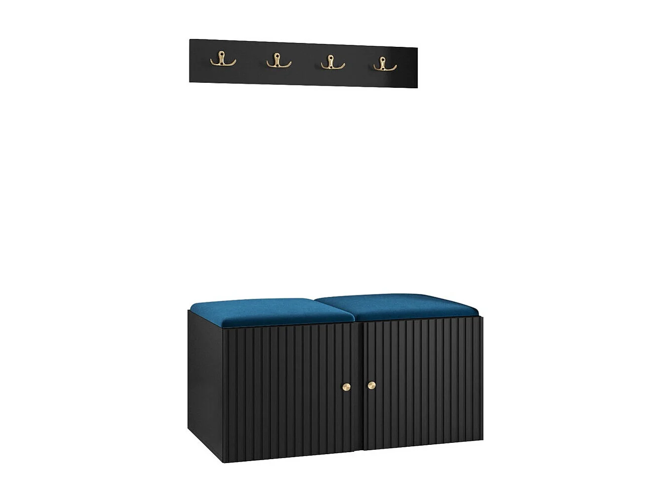 Conjunto pasillo Hartford 384, 84x44cm, Azul|Negro, Tapiz|MDF|Aglomerado laminado