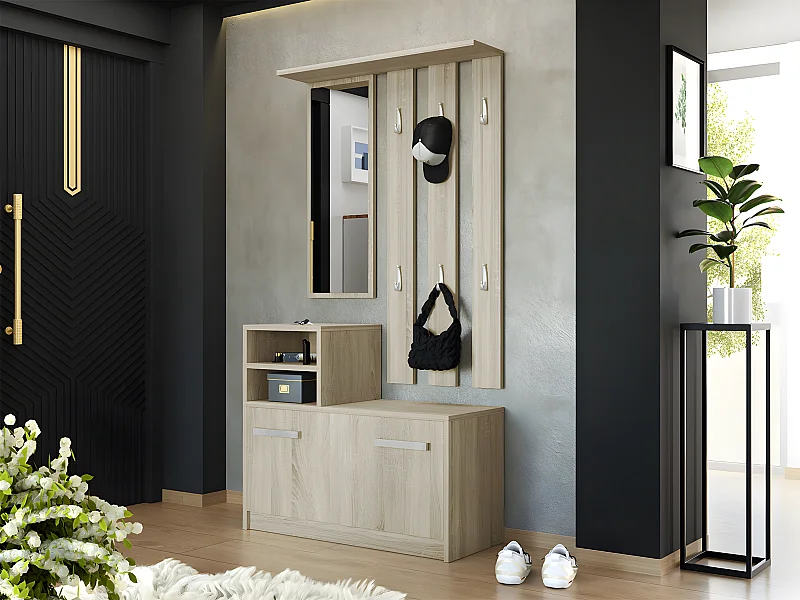 Meuble d'entrée Mandeville 100, Disponible, Sonoma chêne, Stratifié, À poser|Murale