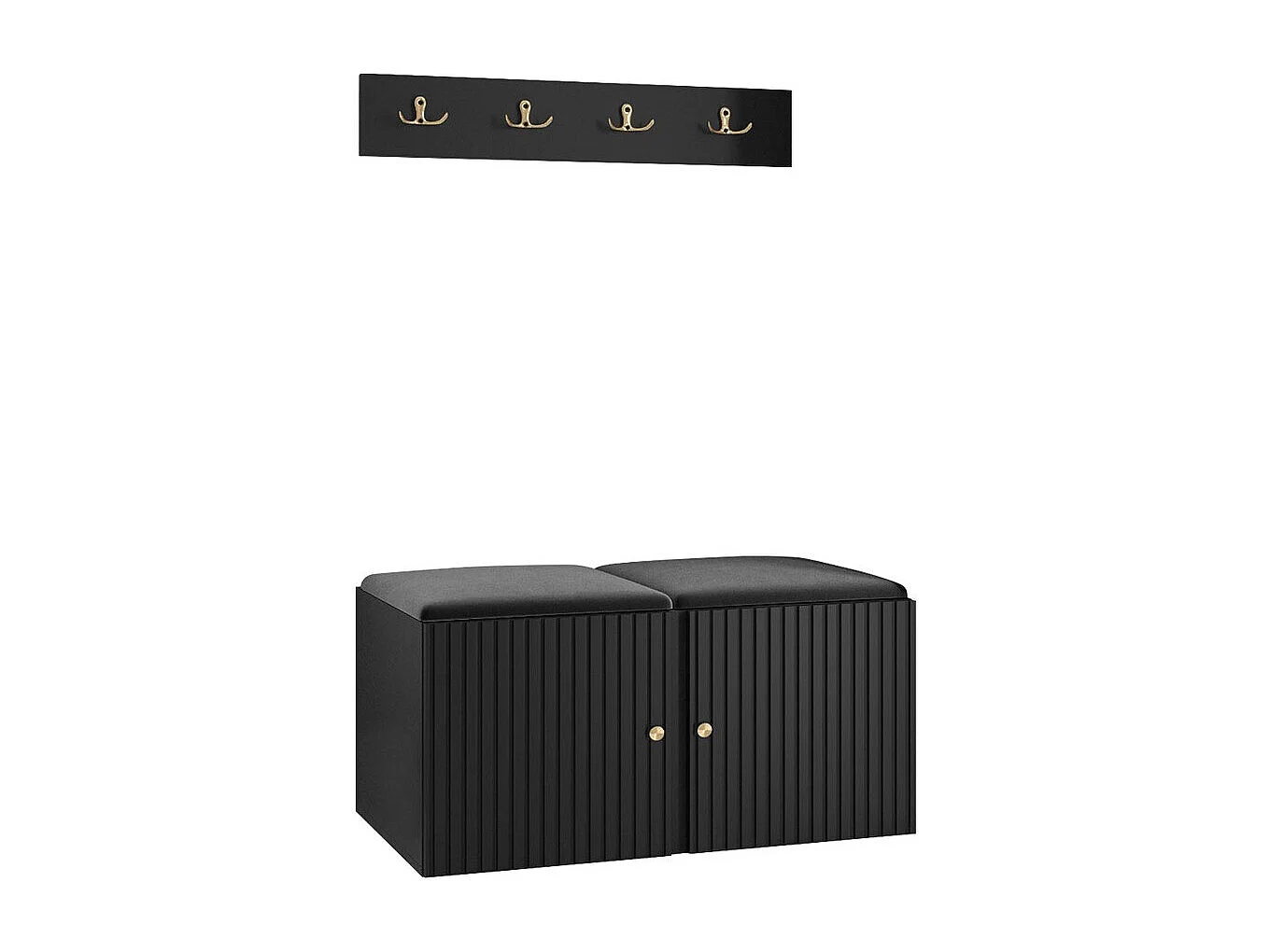 Conjunto pasillo Hartford 384, 84x44cm, Negro, Tapiz|MDF|Aglomerado laminado