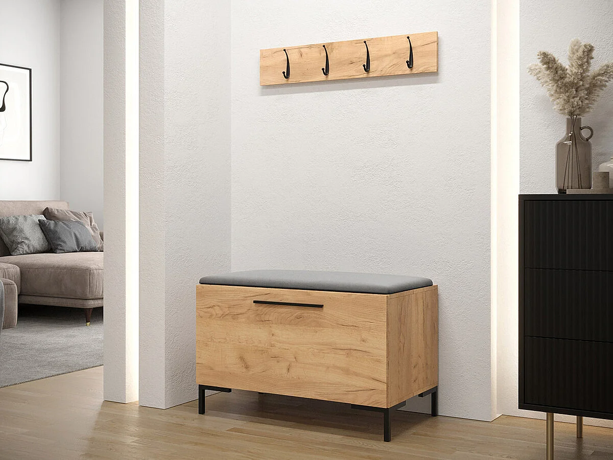 Meuble d'entrée Tivsoa 108, Craft chêne, Tissu|Stratifié, Murale|À poser