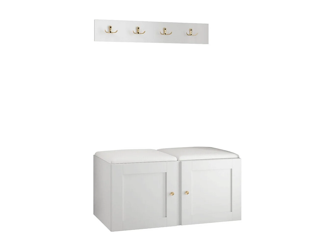 Conjunto pasillo Hartford 376, 84x44cm, Blanco, Cuero ecológico|MDF|Aglomerado laminado