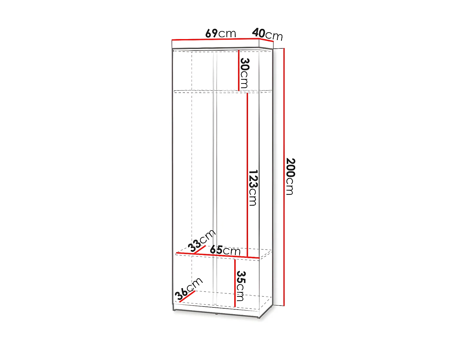 Roupeiro Tescire 100, 200x69x40cm
