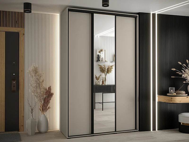 Armario Hartford 494, Cachemira|Negro, 235x150x60cm, Puertas de armario: Correderas