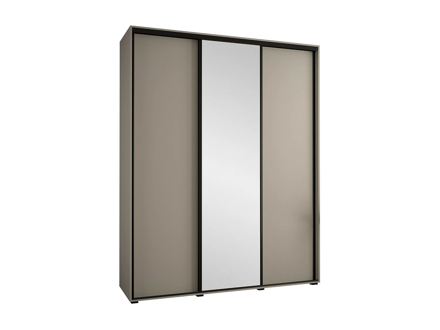 Armoire Hartford 492, Noir|Cachemire, 235x200x60cm, Portes d'armoire: Coulissantes