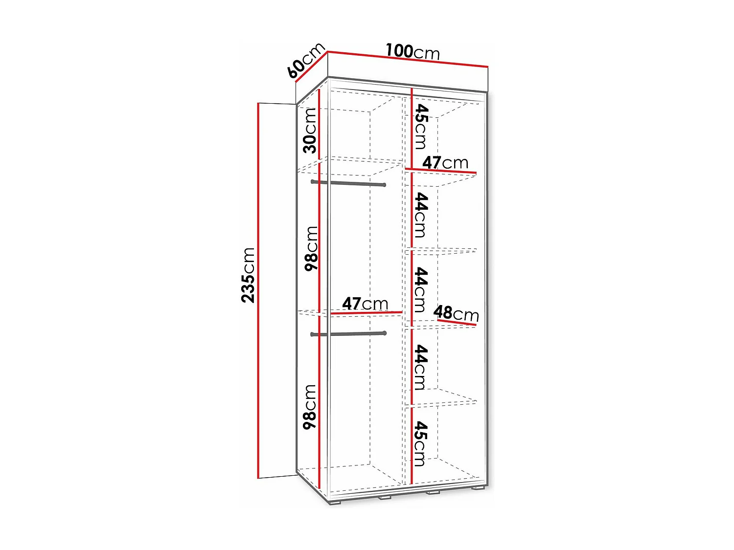 Armadio Hartford 496, Nero|Cachemire, 235x100x60cm, Porte armadi: Scorrevoli