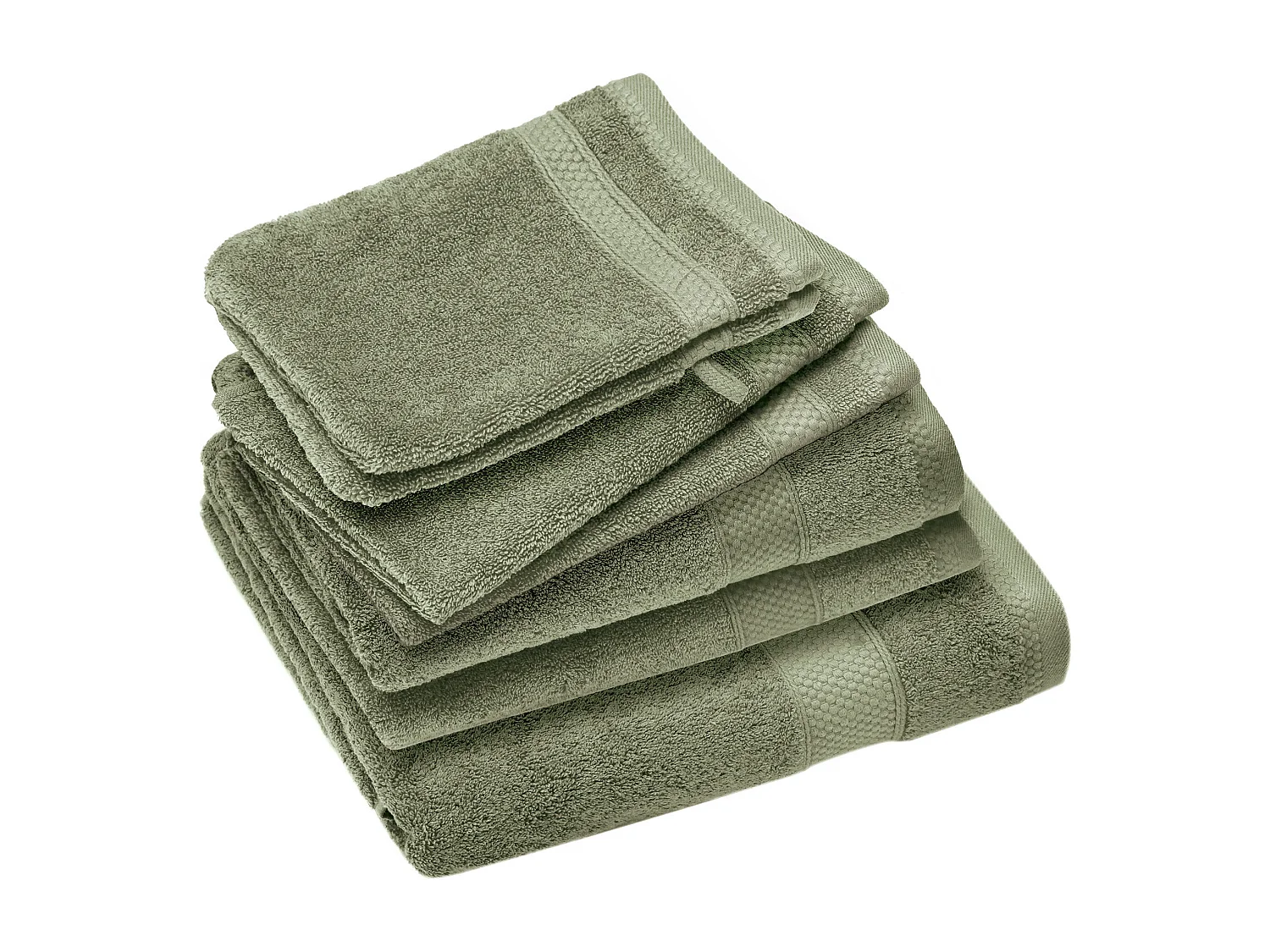 Parure de bain coton 550 g/m2 NAÏA par lot de 7 vert Olive