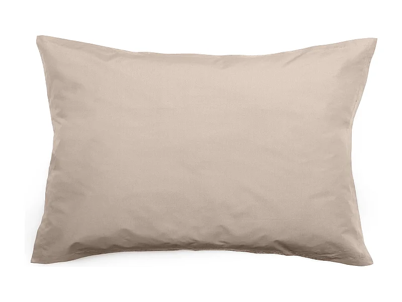 Taie d'oreiller volants plats 50x70 cm percale MANOIR beige Lin