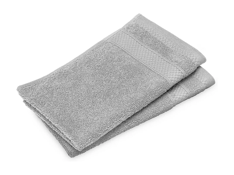 Lot de 2 serviettes invité coton 550 g/m2 30x50cm NAÏA gris Perle