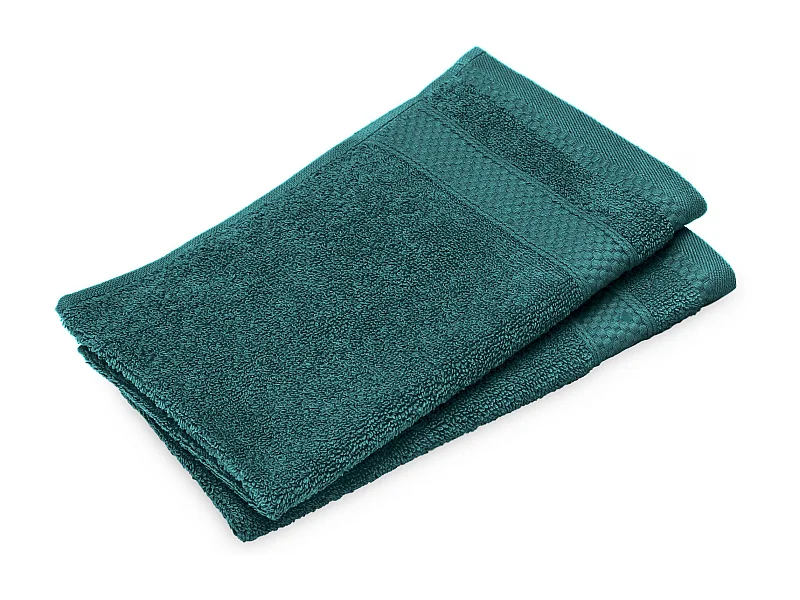 Lot de 2 serviettes invité coton 550 g/m2 30x50cm NAÏA bleu Paon