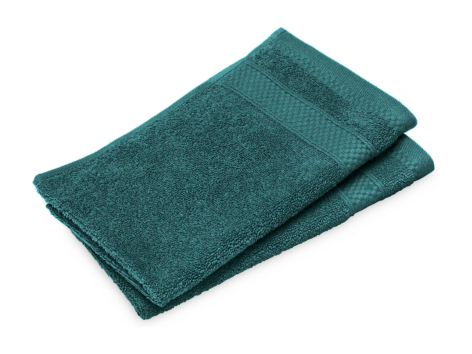 Lot de 2 serviettes invité coton 550 g/m2 30x50cm NAÏA bleu Paon