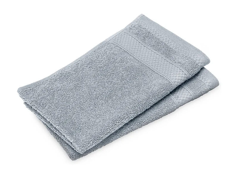 Lot de 2 serviettes invité coton 550 g/m2 30x50cm NAÏA bleu Glacier