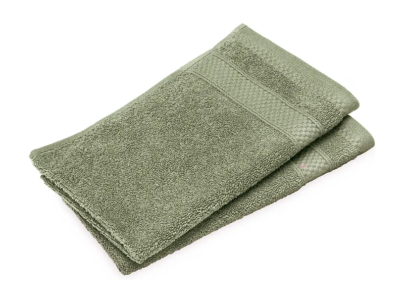 Lot de 2 serviettes invité coton 550 g/m2 30x50cm NAÏA vert Olive