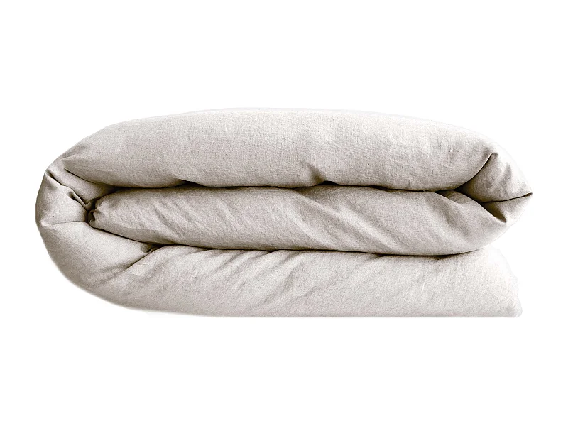 Housse de couette PALACE pur coton lavé 200x200 cm uni beige naturel