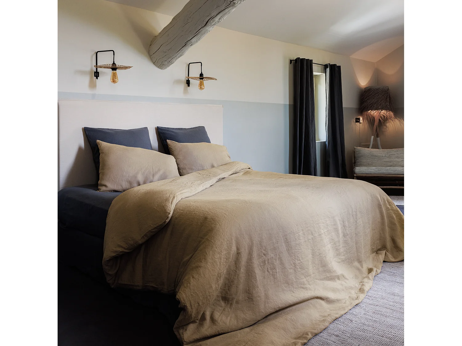 Housse de couette lin et coton 280x240 cm collection OPERA marron camel