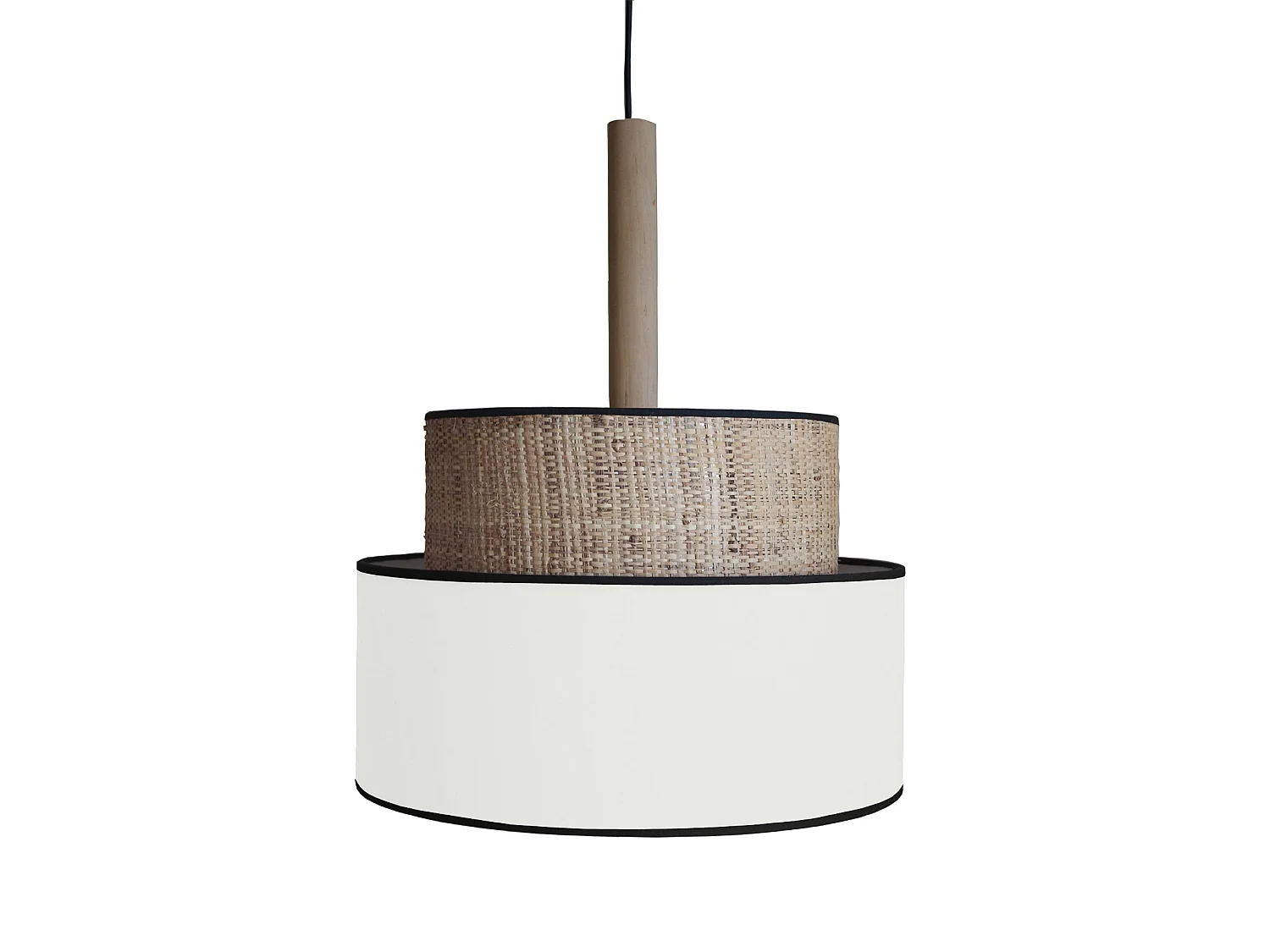 Lampadario a sospensione legno bicilindrico LUANA 50 bianco  D'50cm