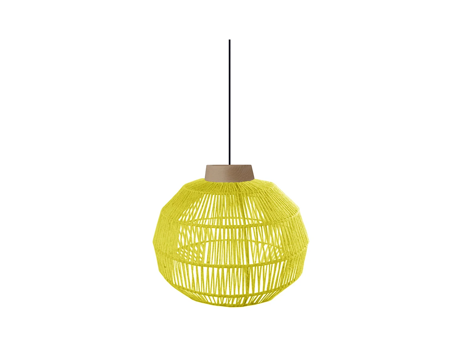 Suspension TOSEL ,métal,fibre ,Jaune ,H90xD32x P 32cm