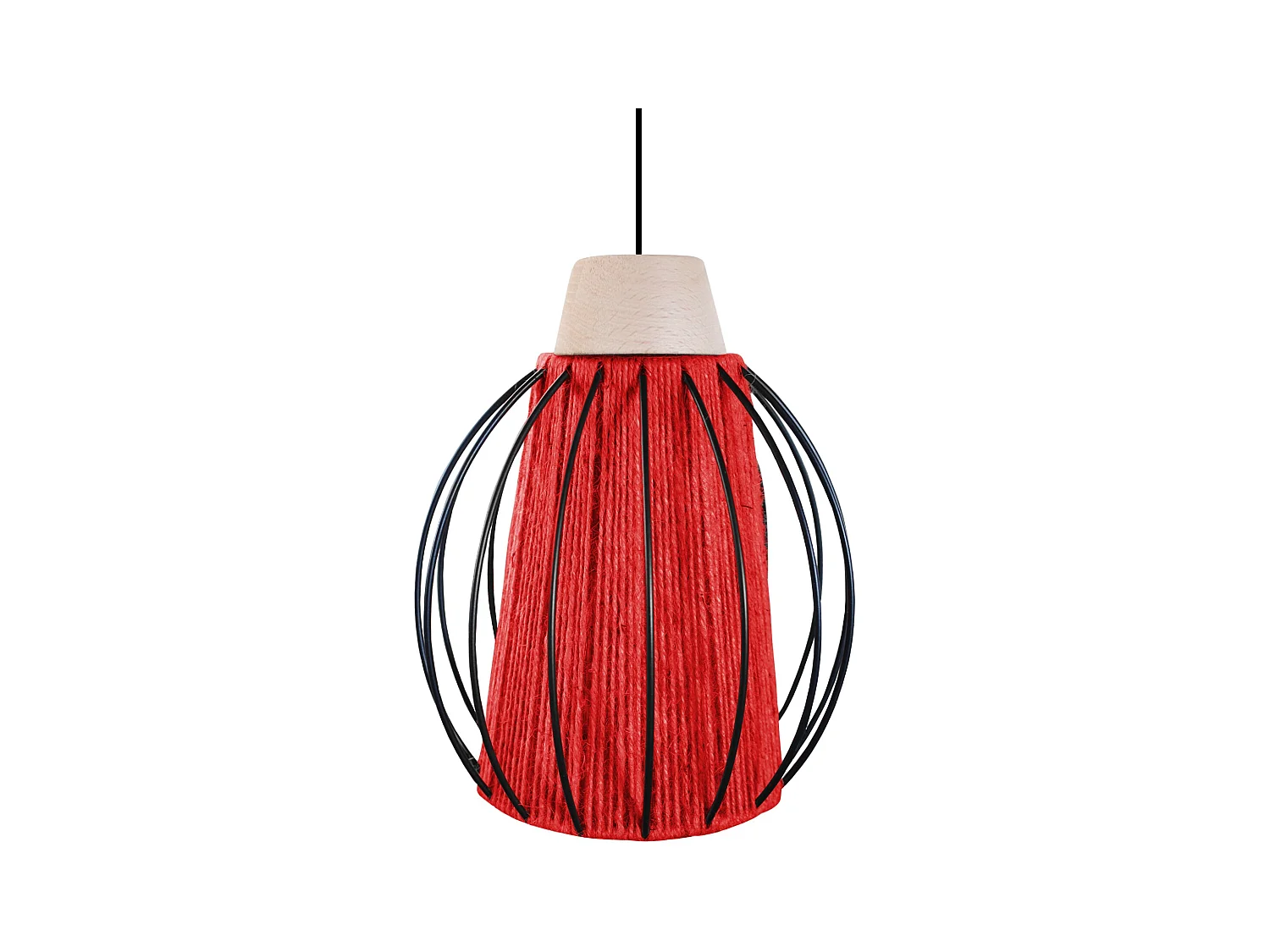 Suspension TOSEL ,métal,fibre ,Rouge ,H 90xD 20x P 20cm