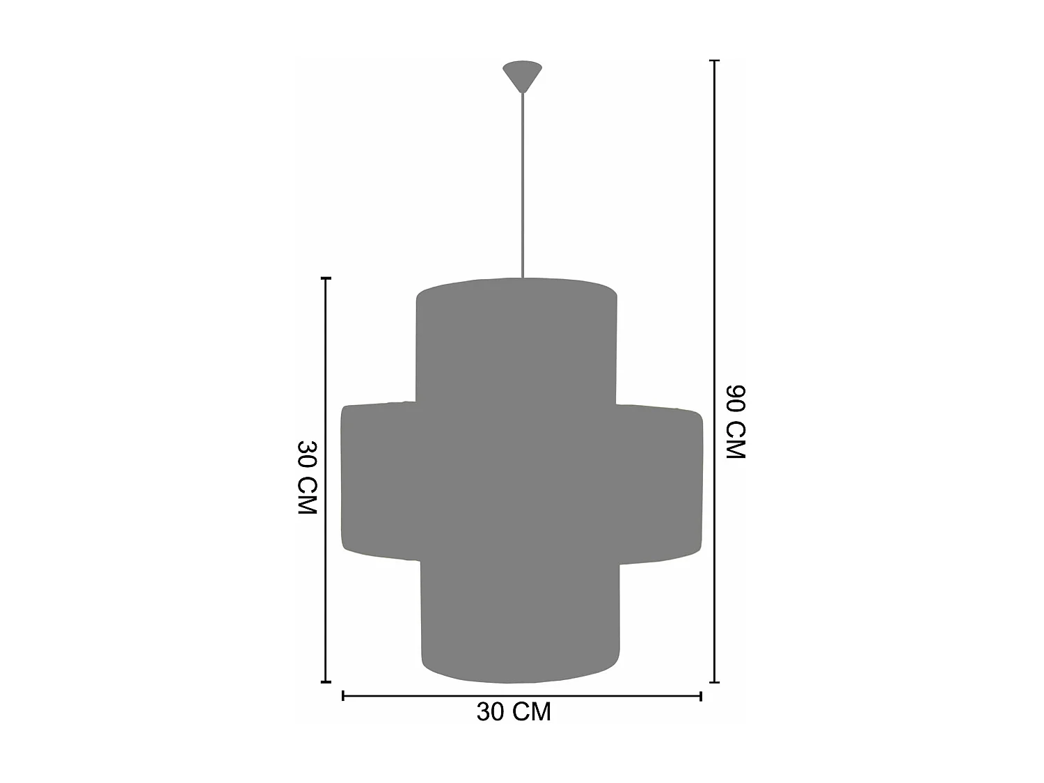 Suspensão TOSEL  LIZA 30 fio de juta cilindro branco D40 x  H90  cm