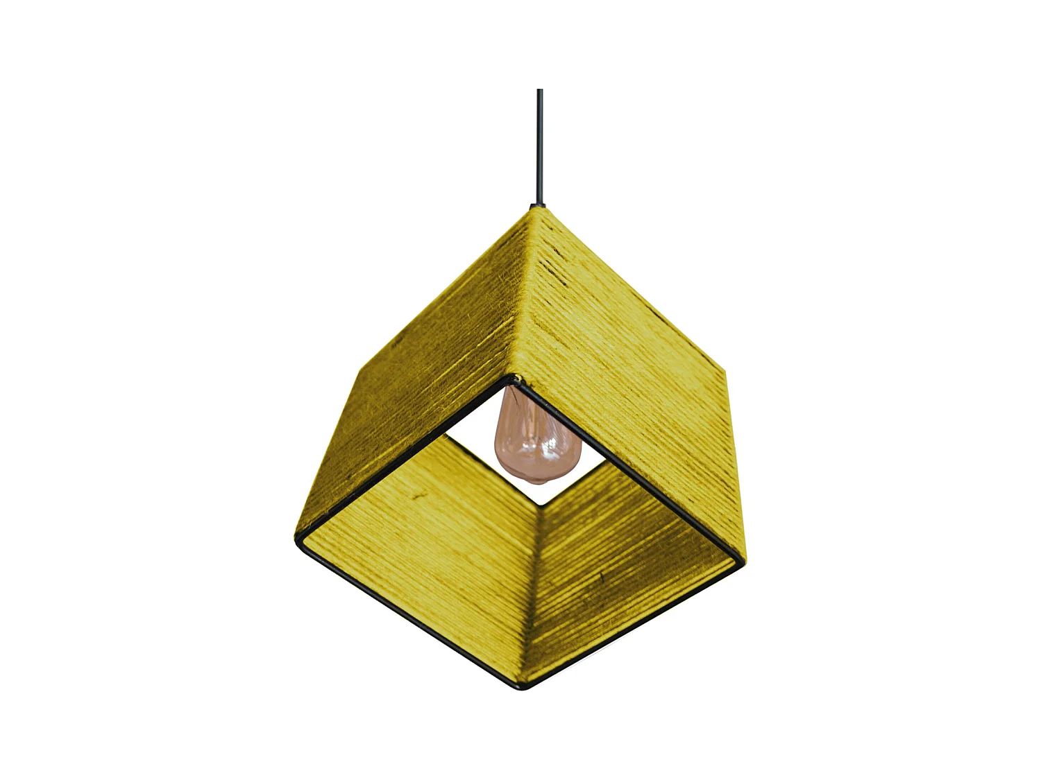 Suspension TOSEL ,métal,fibre ,Jaune , H 90xD25xP25cm