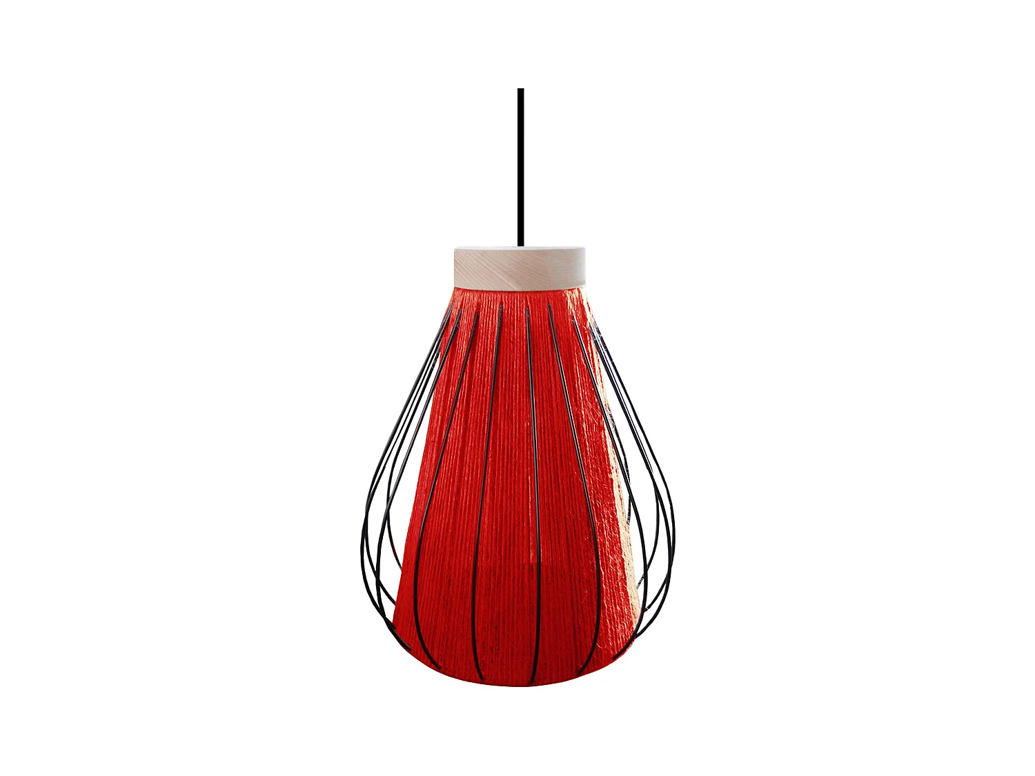 Suspension TOSEL ,métal,fibre ,Rouge ,H 90x D28xP28cm