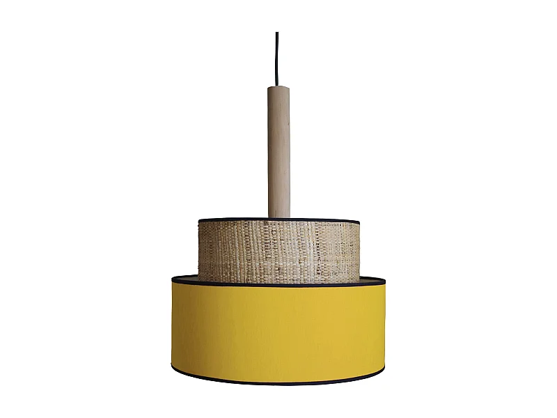 Suspension TOSEL ,métal,fibre ,Jaune ,H87xD35xP35cm