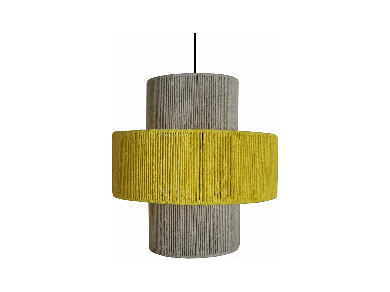 Suspension TOSEL ,métal,fibre ,Jaune ,H90xD 40x P 40cm