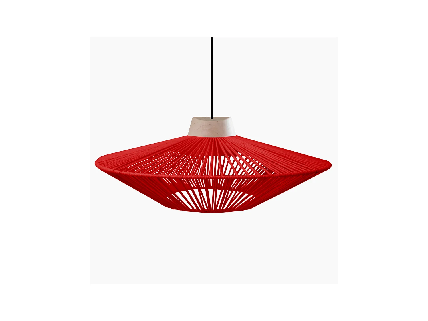 Suspension TOSEL ,métal,fibre ,Rouge , H 90xD60x P 60cm