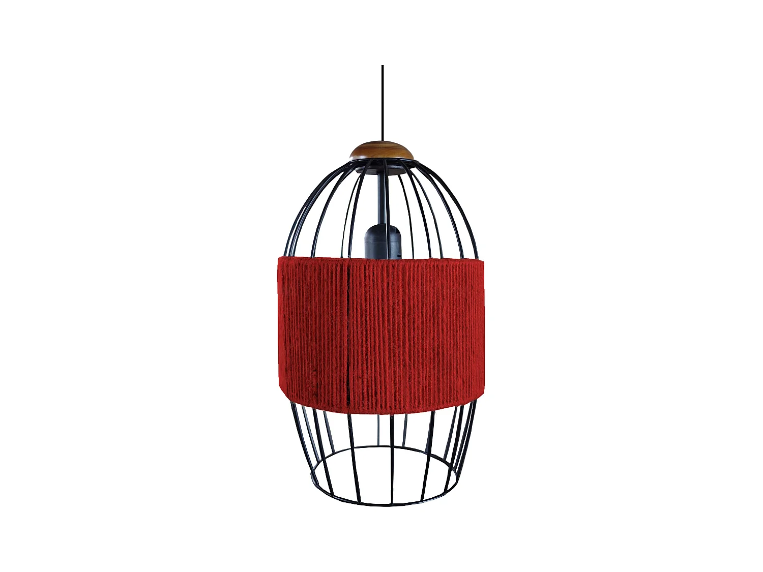Suspension TOSEL ,métal,fibre ,Rouge ,H90xD20xP20cm