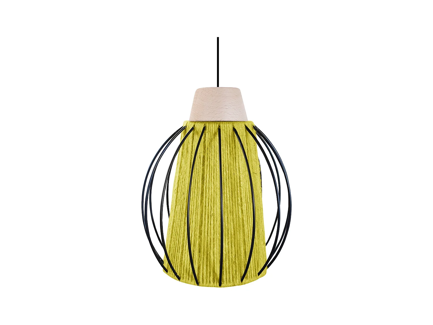 Suspension TOSEL ,métal,fibre ,Jaune ,H90xD 20xP20cm