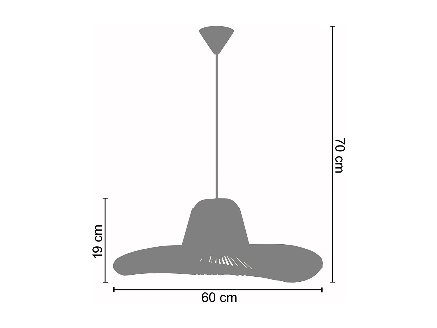 Suspensão TOSEL  LADY AGATHA cordão de algodão geométrico preto D50 x  H70  cm