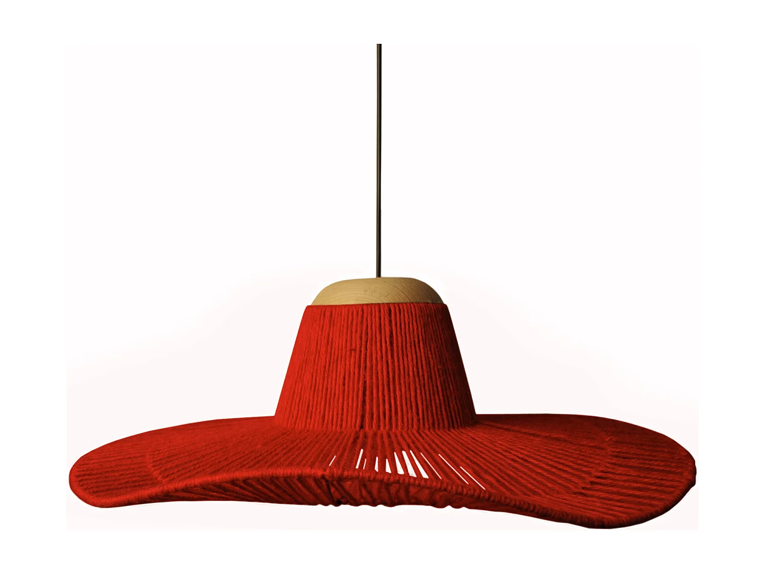 Suspension TOSEL ,métal,fibre ,Rouge ,H 70xD60x P 60cm