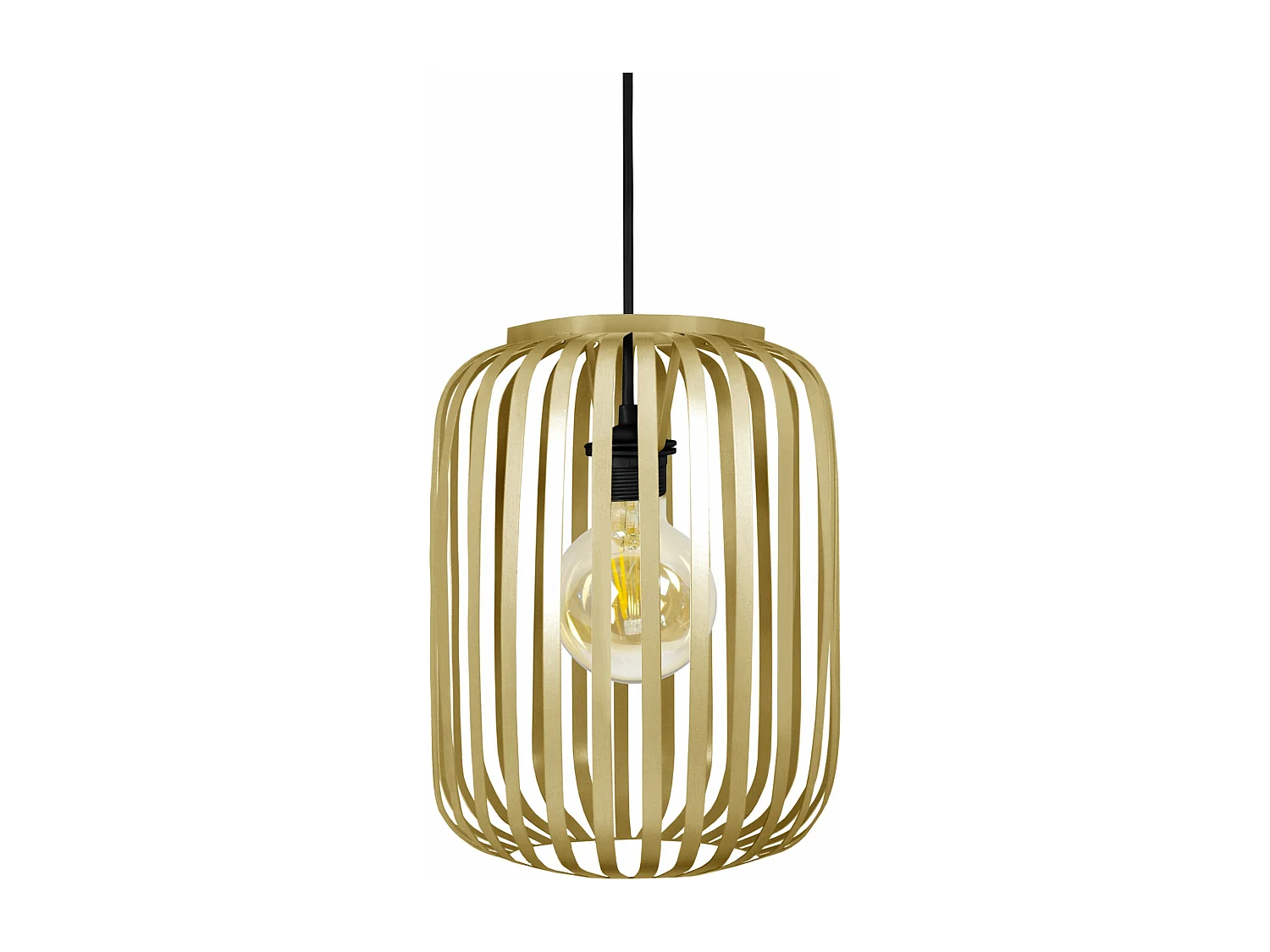 Suspension lamelles métal métal doré 80 cm.