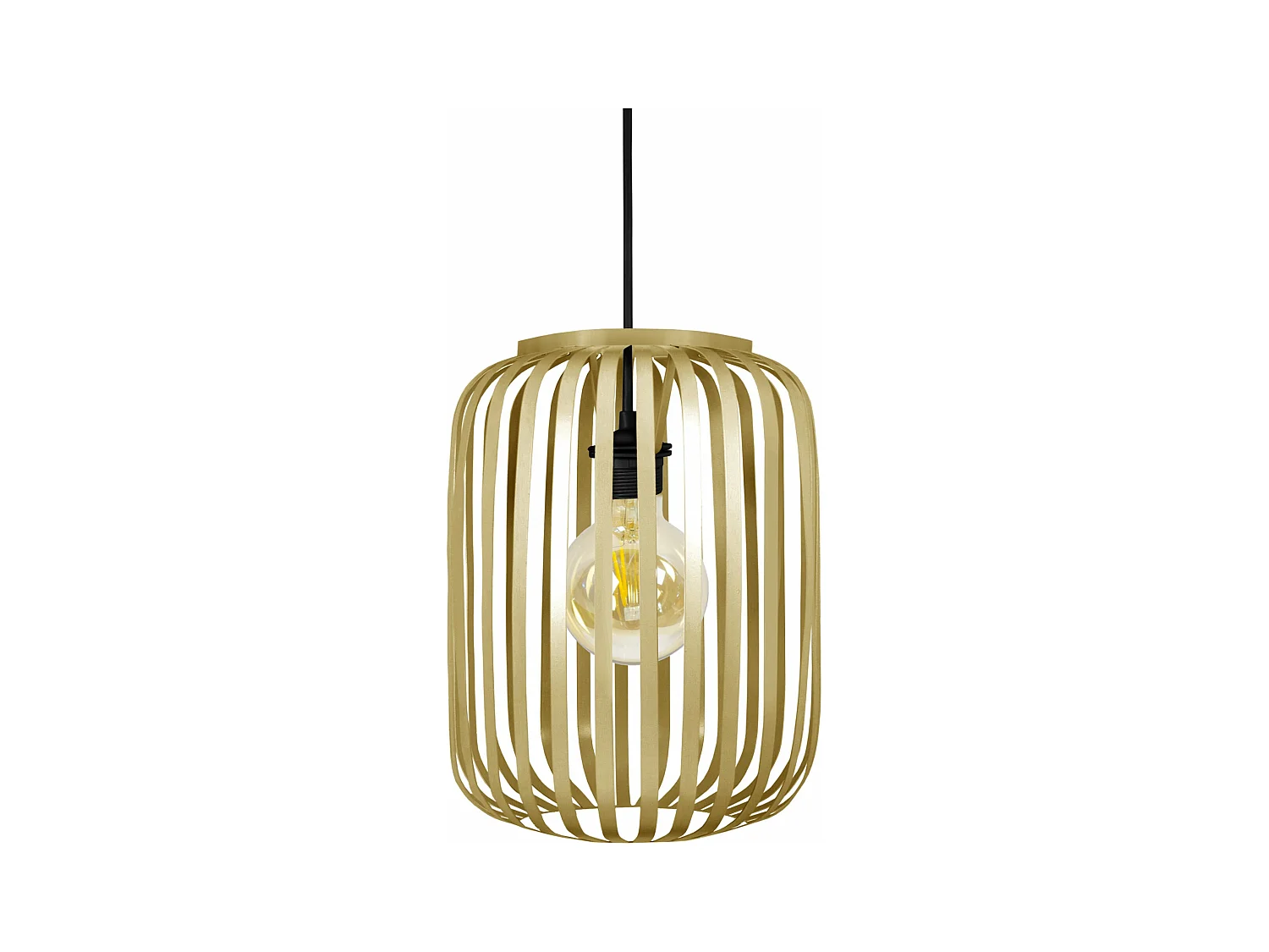 Suspension lamelles métal métal doré 80 cm.
