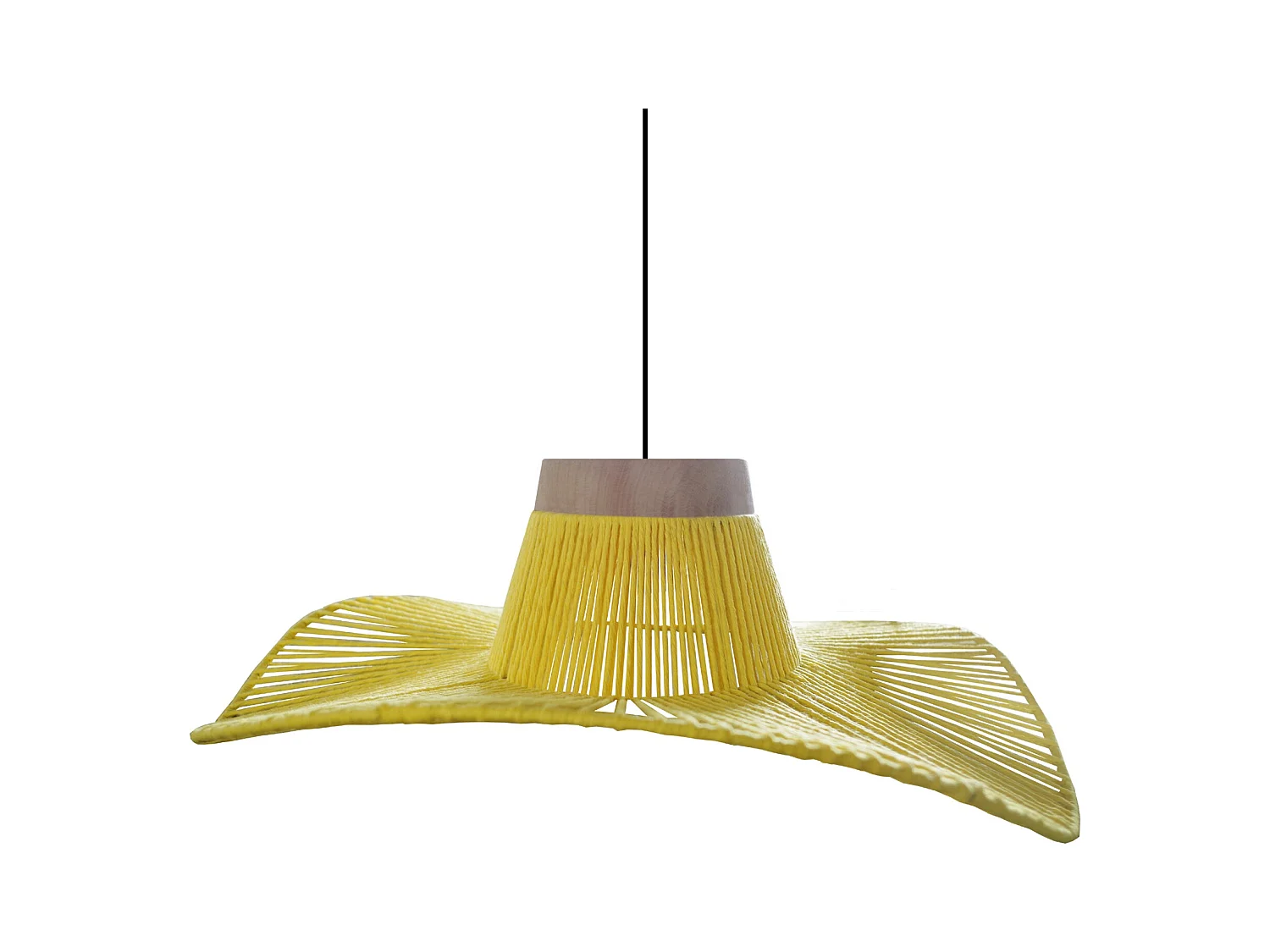 Suspension TOSEL ,métal,fibre ,Jaune ,H70xD 50x P 50cm