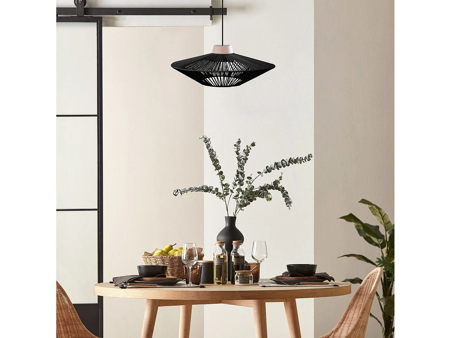 Suspensão TOSEL  HARRY 40 cordão de algodão cônico preto D60 x  H90  cm