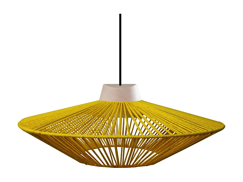 Suspension TOSEL ,métal,fibre ,Jaune ,H 90x D60xP60cm