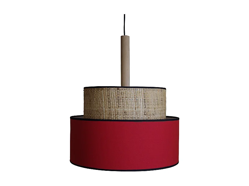 Suspension TOSEL ,métal,fibre ,Rouge , H 98xD60x P 60cm