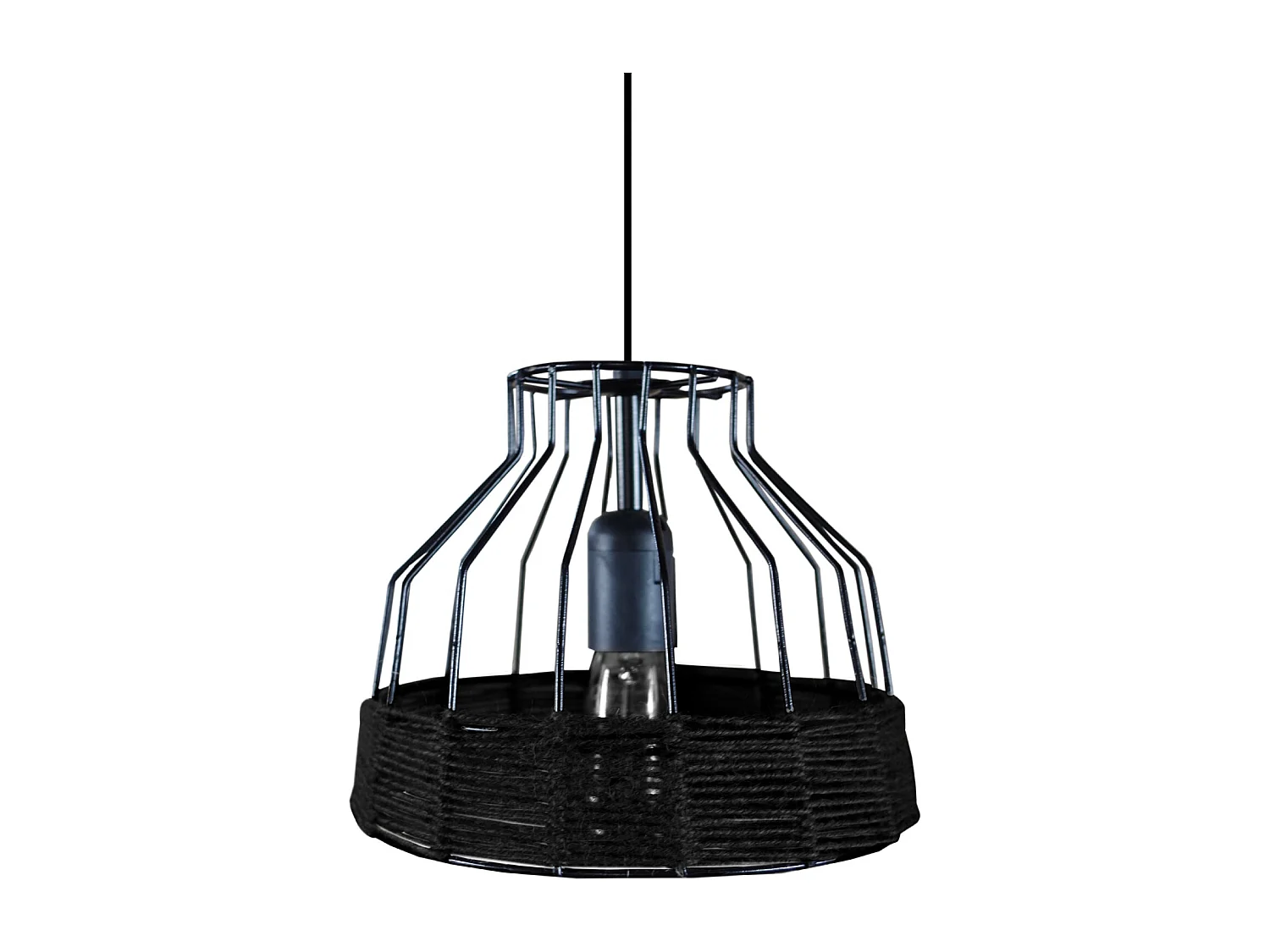 Suspensión  TOSEL ,metal,fibra,Negro ,A90x D25xP25 cm