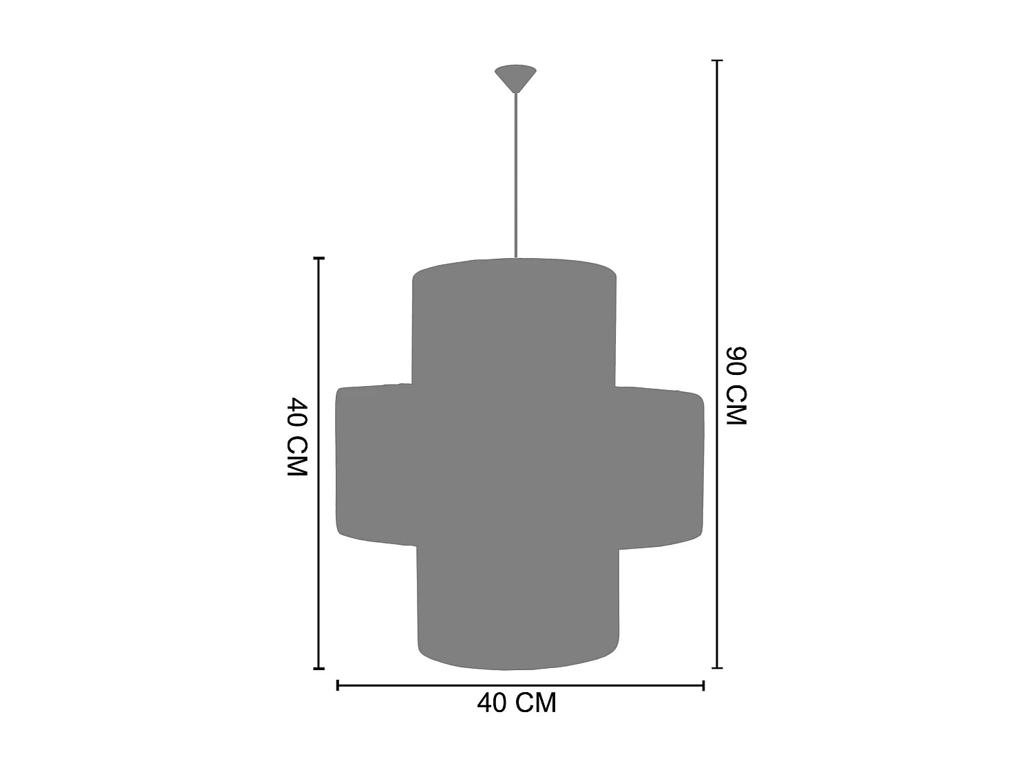 Suspensão TOSEL  LIZA 40 metal cúpula preto D30 x  H77  cm