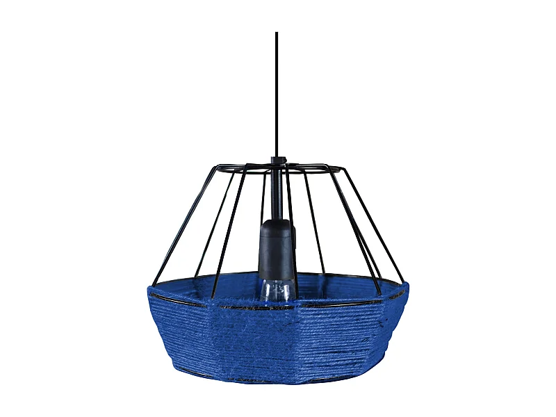 Suspension TOSEL ,métal,fibre ,Bleu ,H90xD25x P25cm