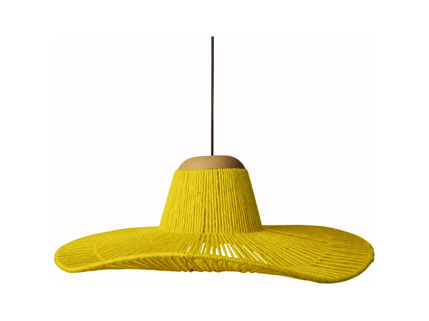 Suspension TOSEL ,métal,fibre ,Jaune , H 70xD60x P 60cm