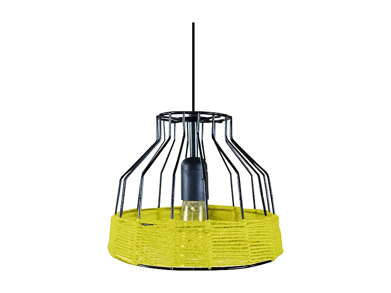 Suspension TOSEL ,métal,fibre ,Jaune , H90x D25xP 25cm