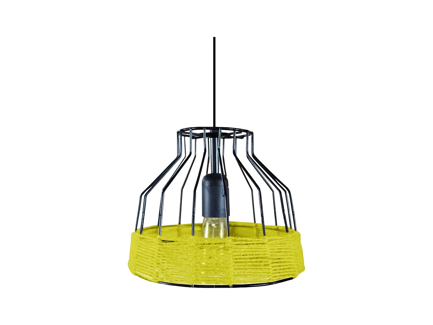 Suspension TOSEL ,métal,fibre ,Jaune , H90x D25xP 25cm