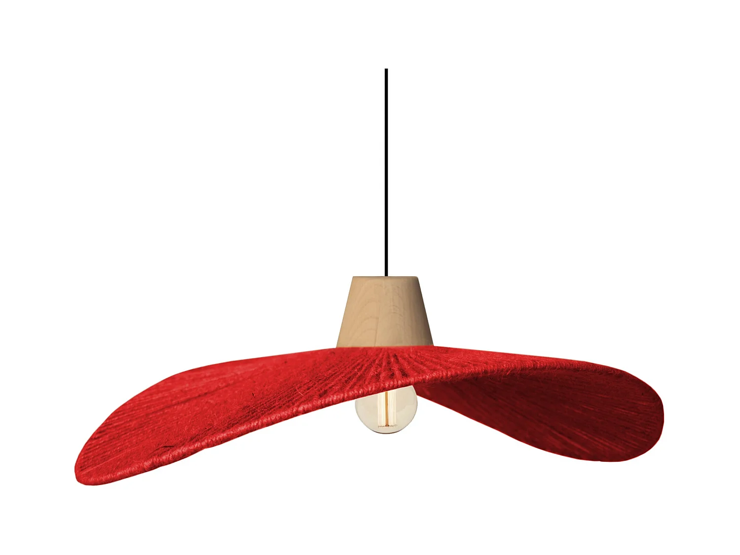 Suspension TOSEL ,métal,fibre ,Rouge ,H70xD 44xP50cm