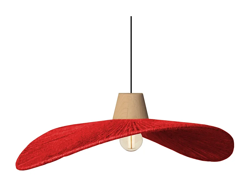 Suspension TOSEL ,métal,fibre ,Rouge ,H70xD 44xP50cm